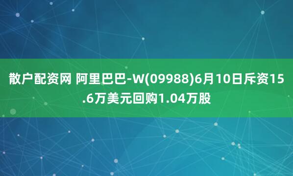 散户配资网 阿里巴巴-W(09988)6月10日斥资15.6万美元回购1.04万股